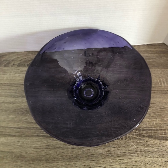 Handblown Purple Art Glass Bowl with Controlled Bubbles - Picture 2 of 16